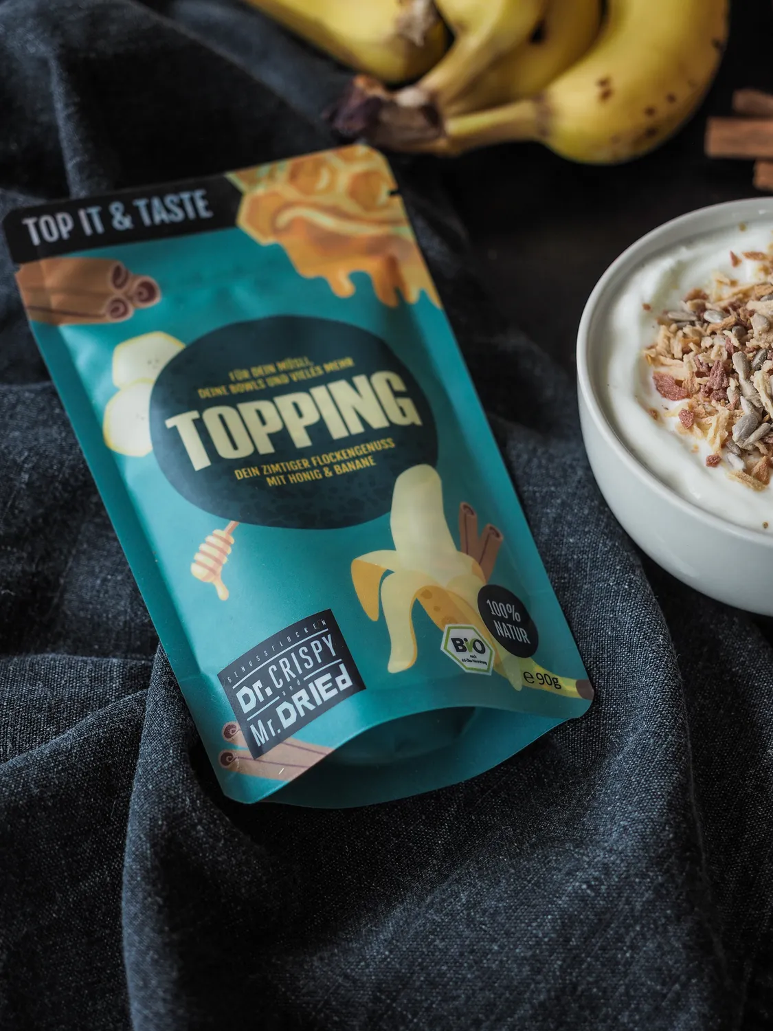 Dr. Crispy & Mr. Dried Bio Topping Cozy Blend topping 90 g banan honning kanel