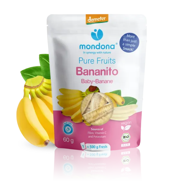 mondona Soft-DRY Bananito Demeter tørret banan raw