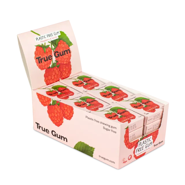 True Dates Raspberry Vanilla tyggegummi 24-pak sukkerfri