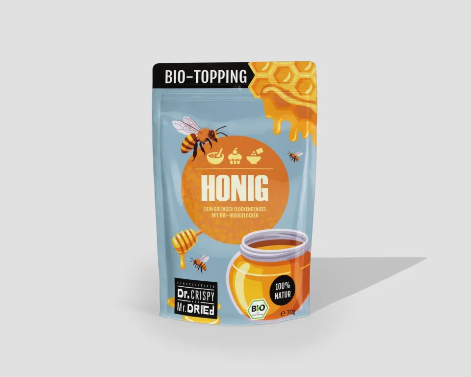 Dr. Crispy & Mr. Dried Genussflocken Bio Honning flager 100g mild sødme