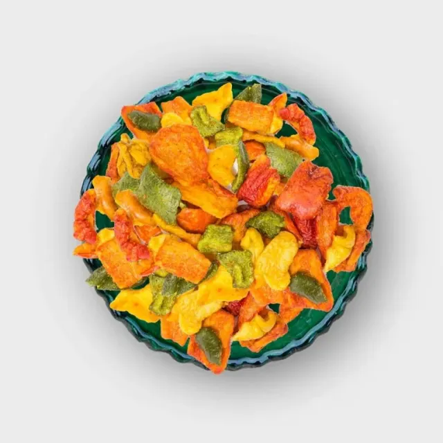 Frugtslik peberfrugt chips smagsprøve tørret snack