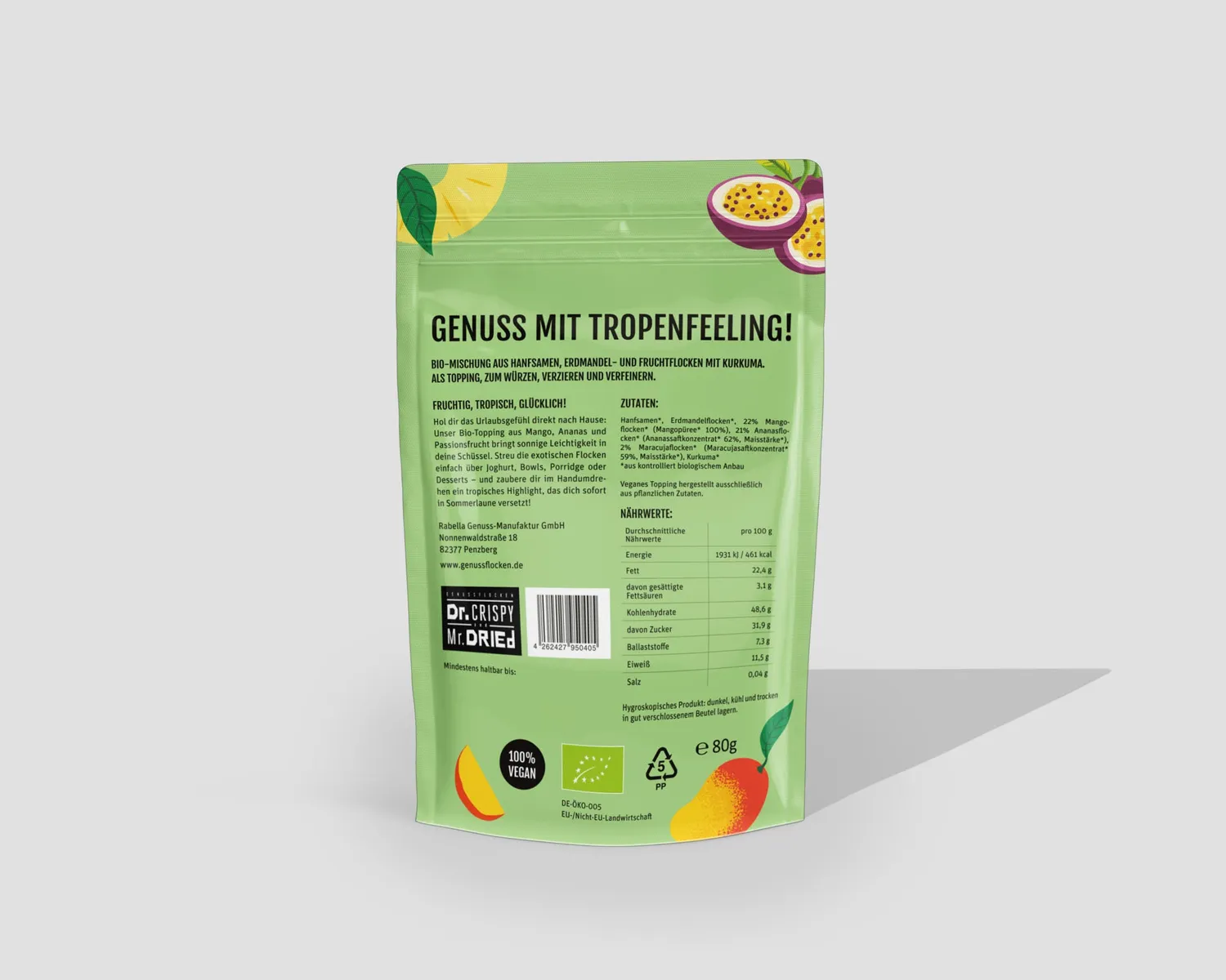 Dr. Crispy & Mr. Dried Bio Topping Golden Tropical topping 80 g mango ananas