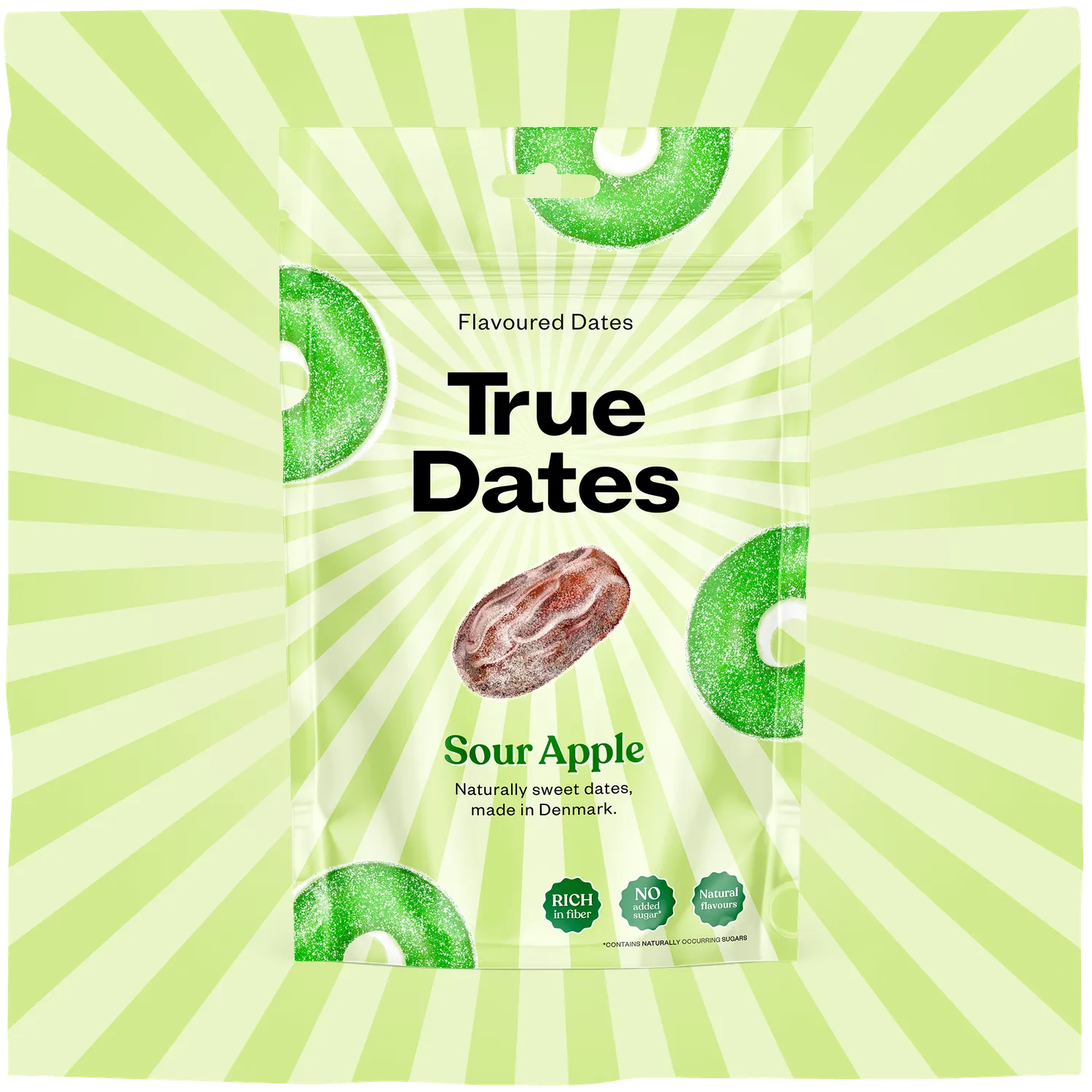 True Dates Sour Apple dadler 12-pak sød-sur 100g
