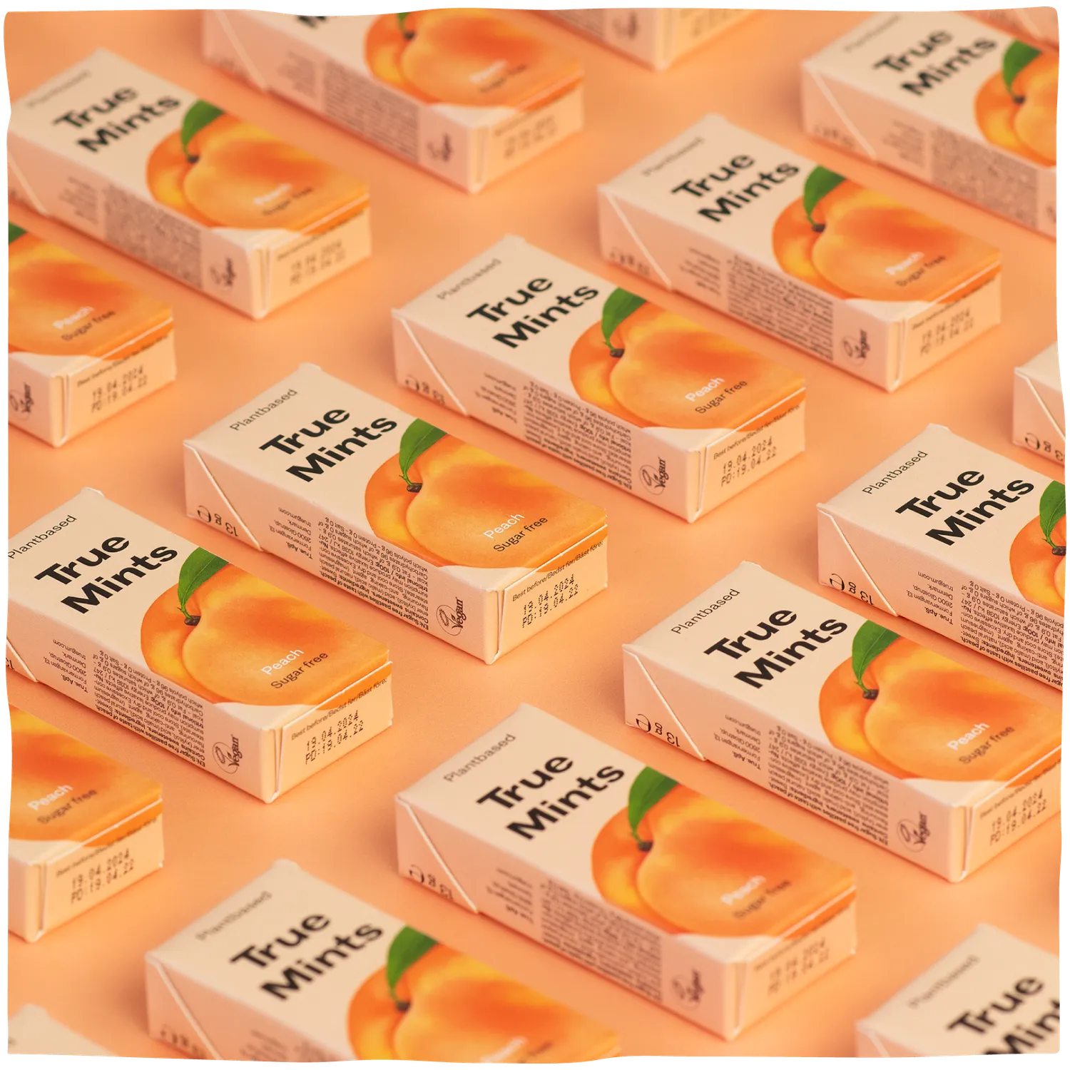 True Dates Peach Mints pastiller fersken 18-pak sukkerfri