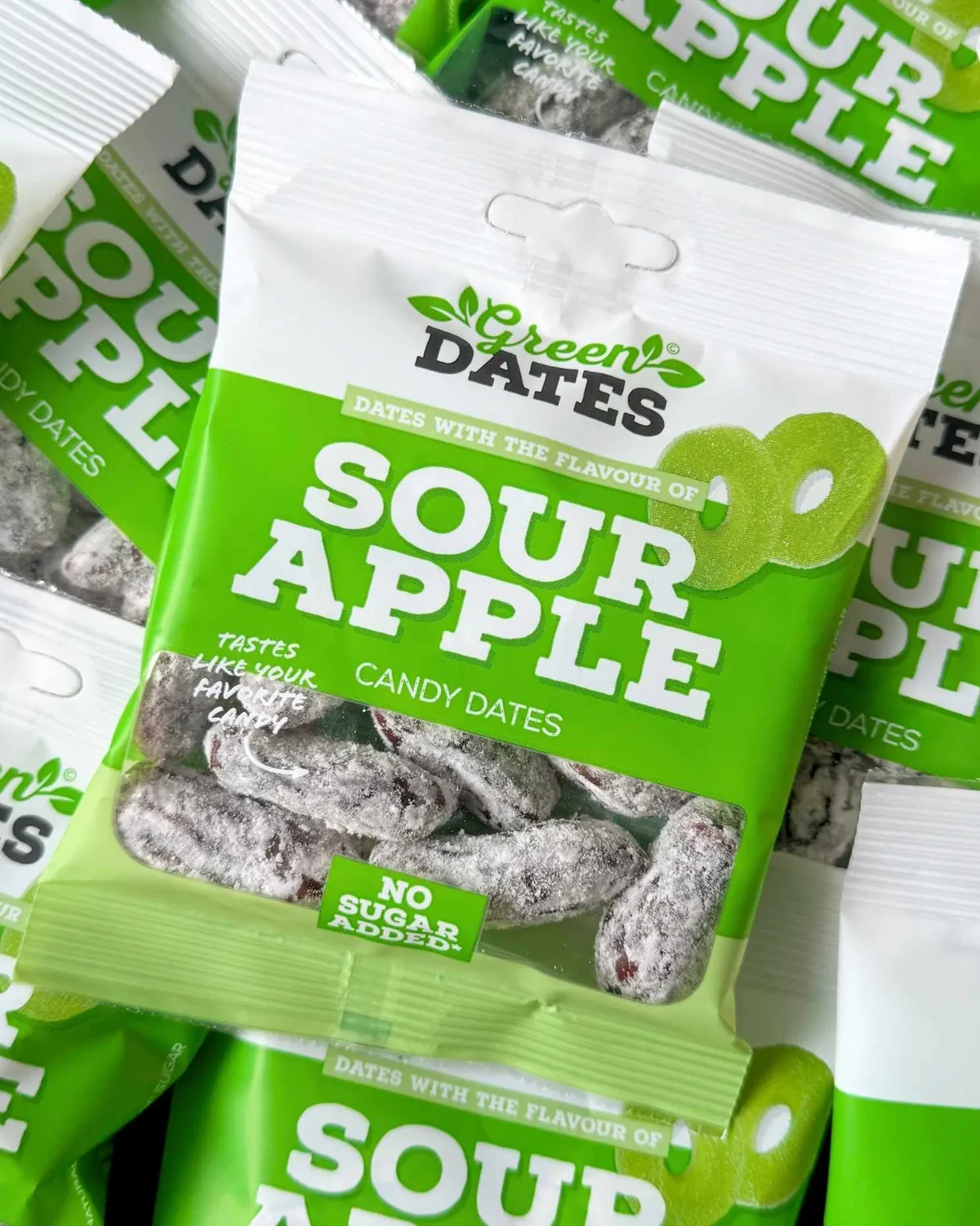 Green Dates Candy Dates Sour Apple dadler 90 g med æblesmag