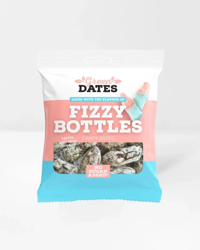 Green Dates Candy Dates Fizzy Bottles dadler 90 g veganske