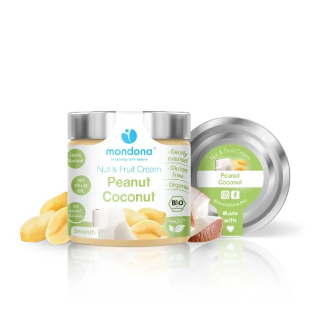 mondona økologisk peanut-kokos creme nøddesmør vegansk
