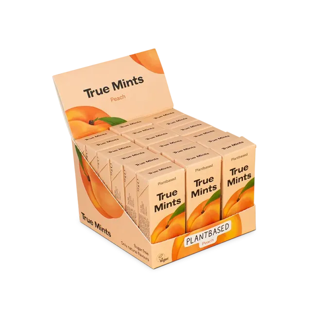 True Dates Peach Mints pastiller fersken 18-pak sukkerfri