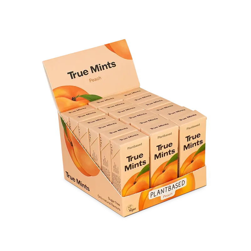 True Dates Peach Mints pastiller fersken 18-pak sukkerfri