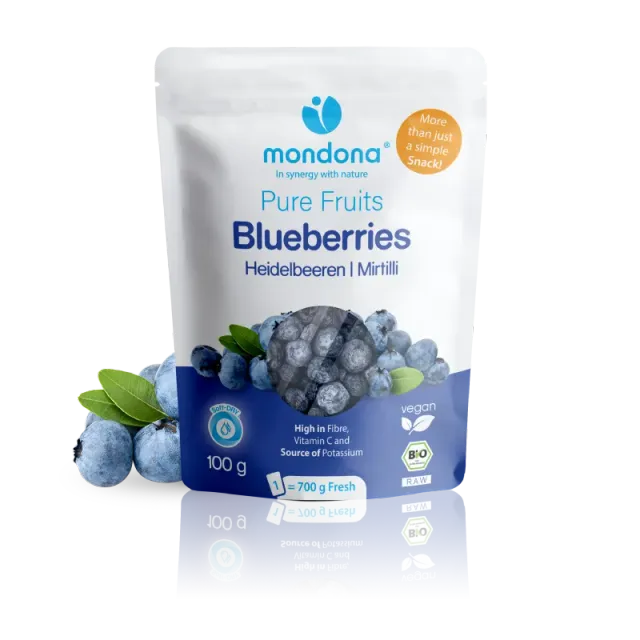 mondona Soft-DRY økologiske blåbær tørrede C-vitamin