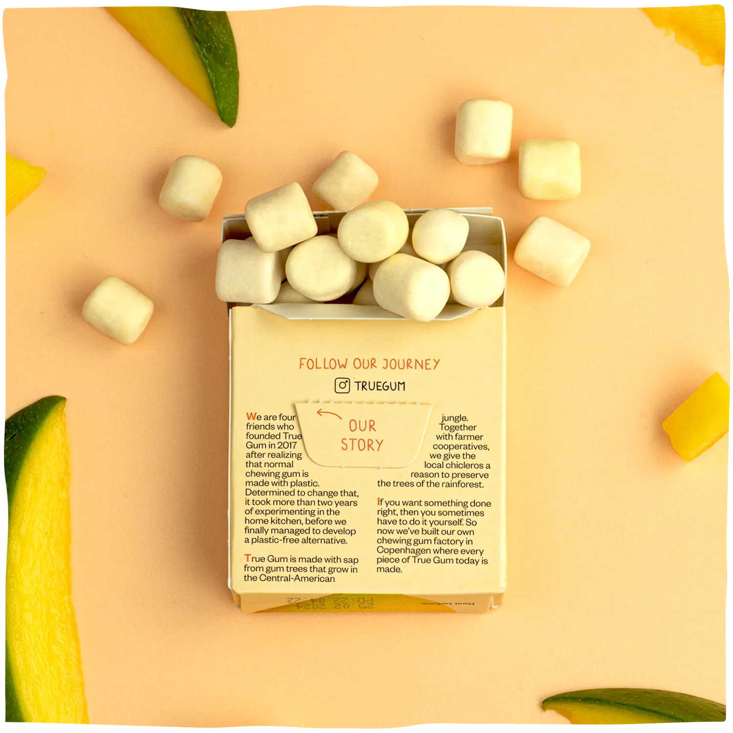 True Dates Mango Gum tyggegummi mango 24-pak sukkerfri