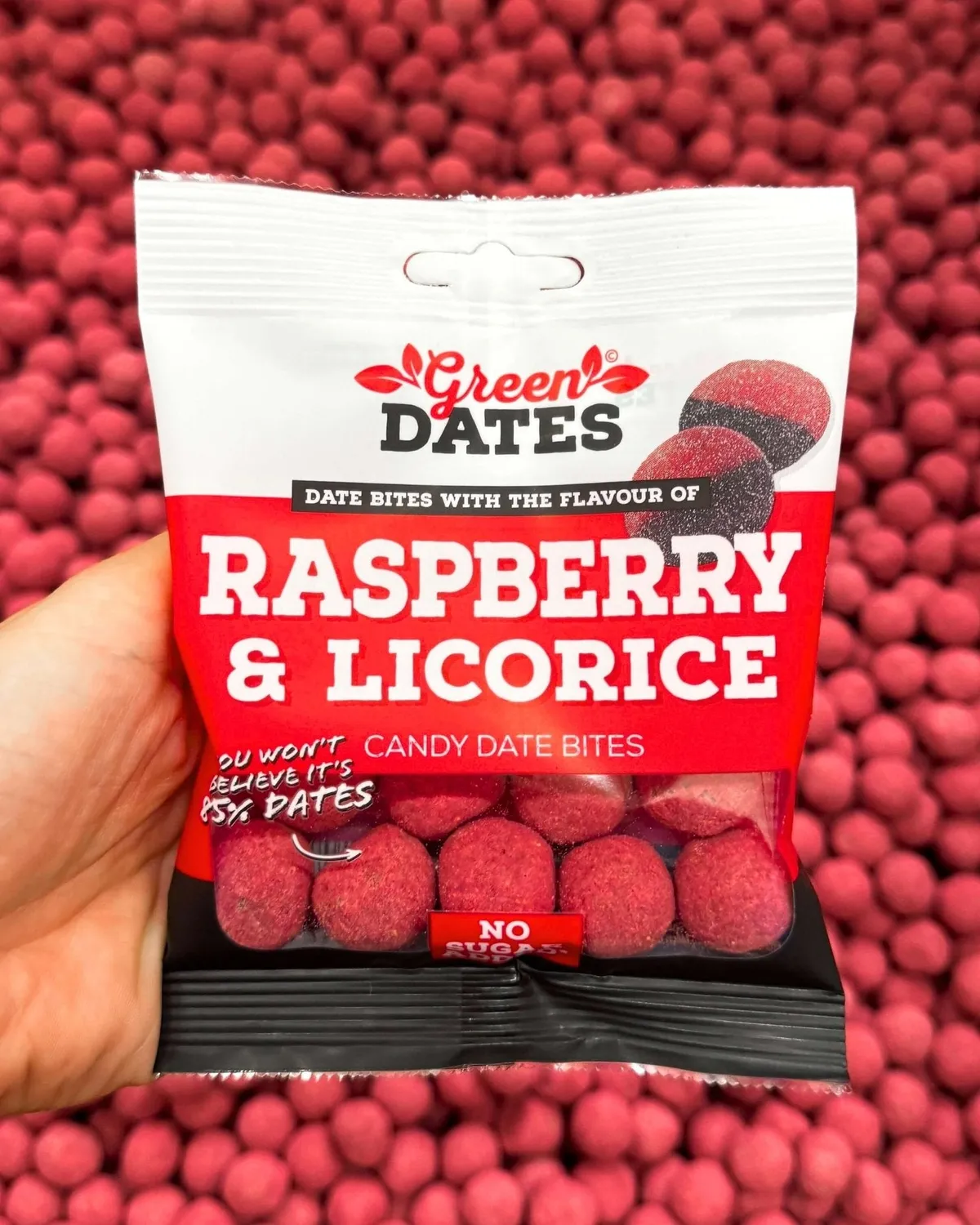 Date Bites Raspberry Lakrids Dadelkugler 70g Slik