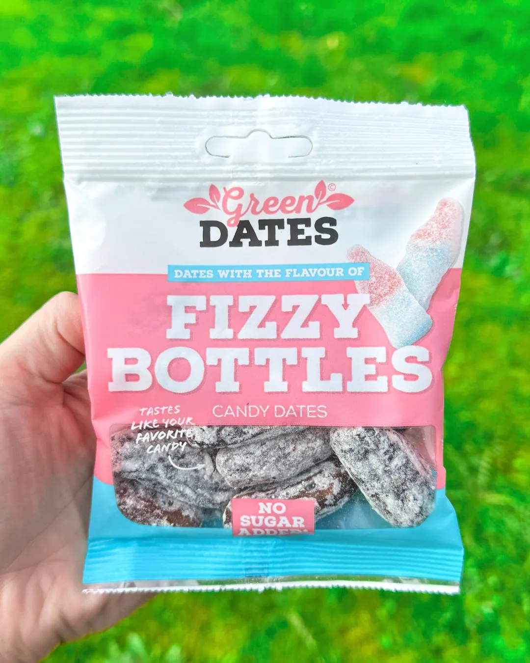 Green Dates Candy Dates Fizzy Bottles dadler 90 g veganske