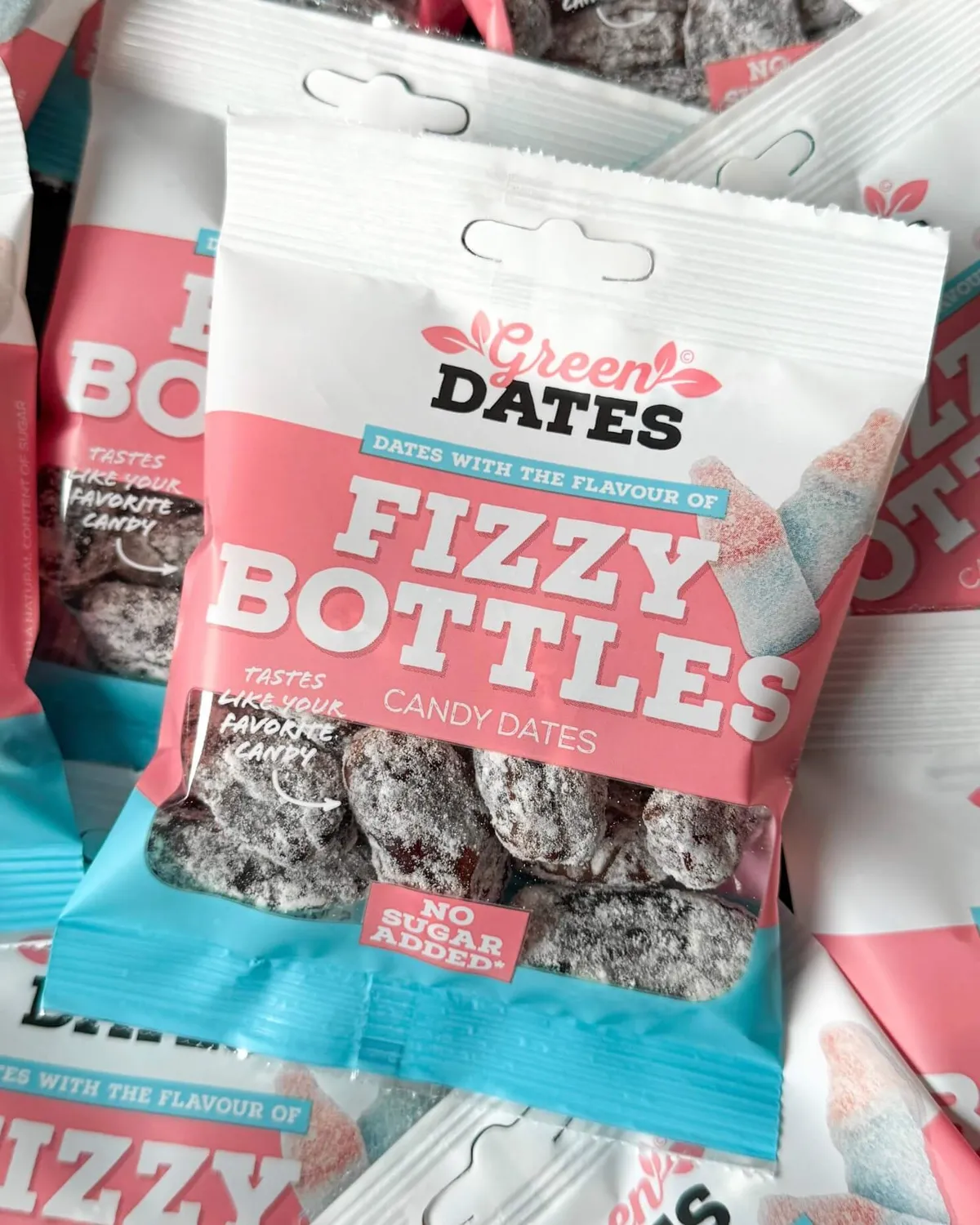 Green Dates Candy Dates Fizzy Bottles dadler 90 g veganske