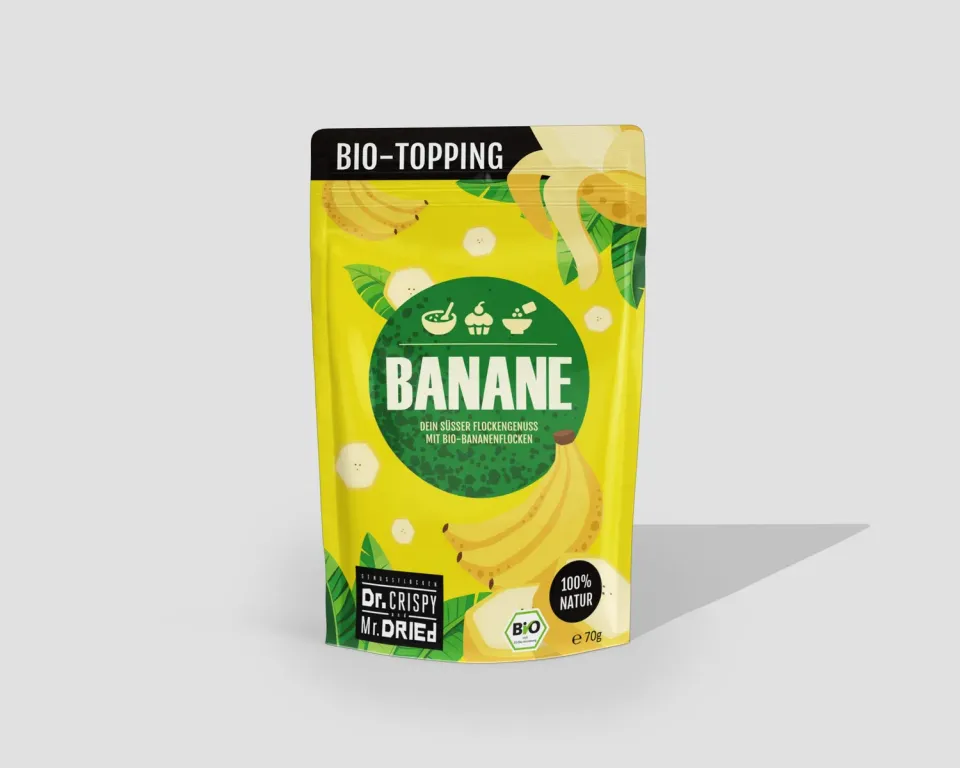 Dr. Crispy & Mr. Dried Genussflocken Bio Banane bananflager 70 g mild sødme