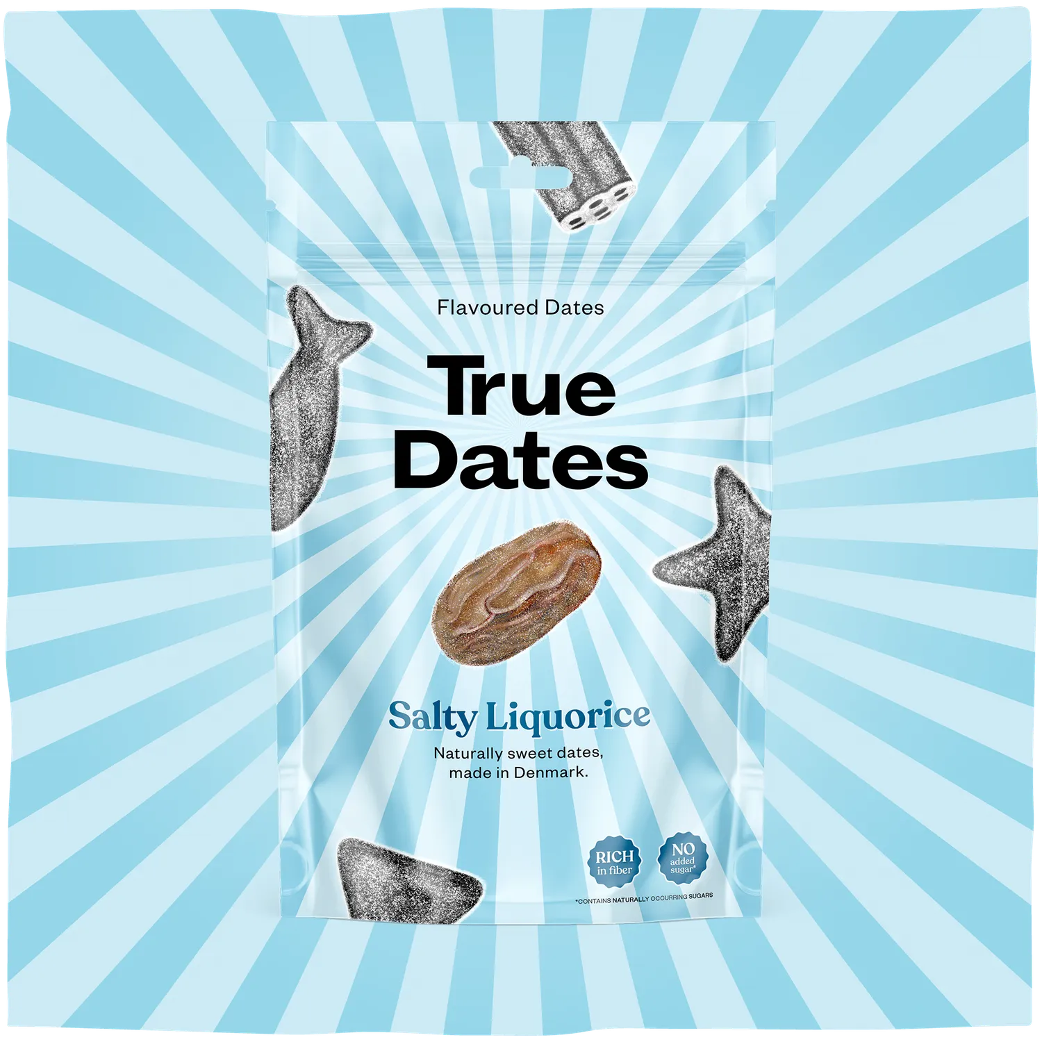 True Dates Salty Liquorice dadler 12 x 100 g salt lakrids