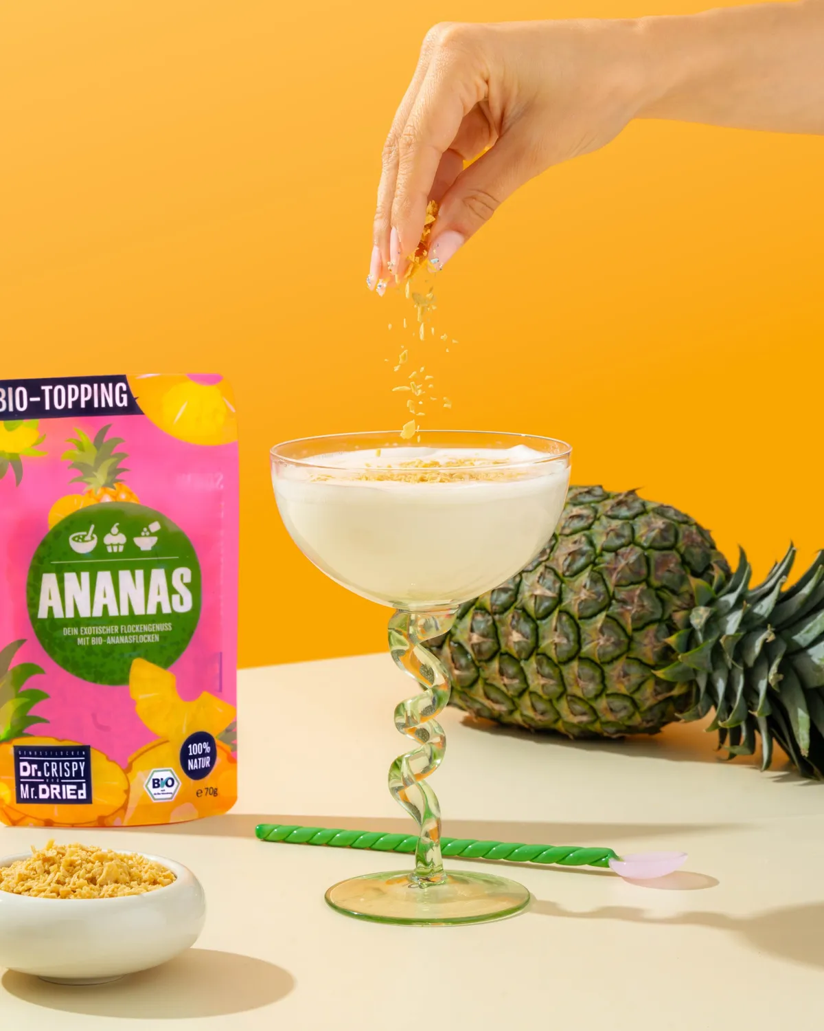 Dr. Crispy & Mr. Dried Genussflocken Bio Ananas frugtflager 100g syrlig