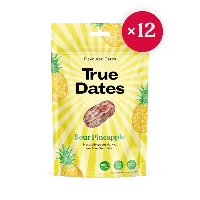 True Dates Sour Pineapple Box dadler 12x100g ananas
