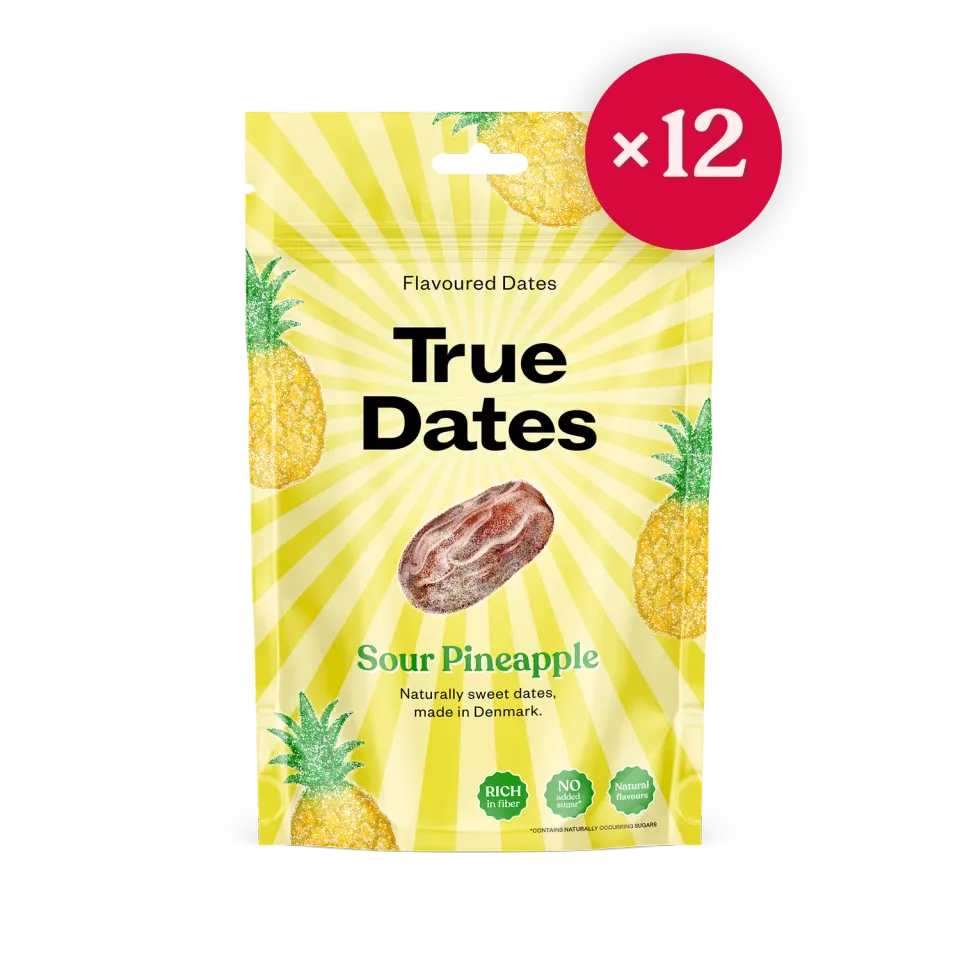 True Dates Sour Pineapple Box dadler 12x100g ananas