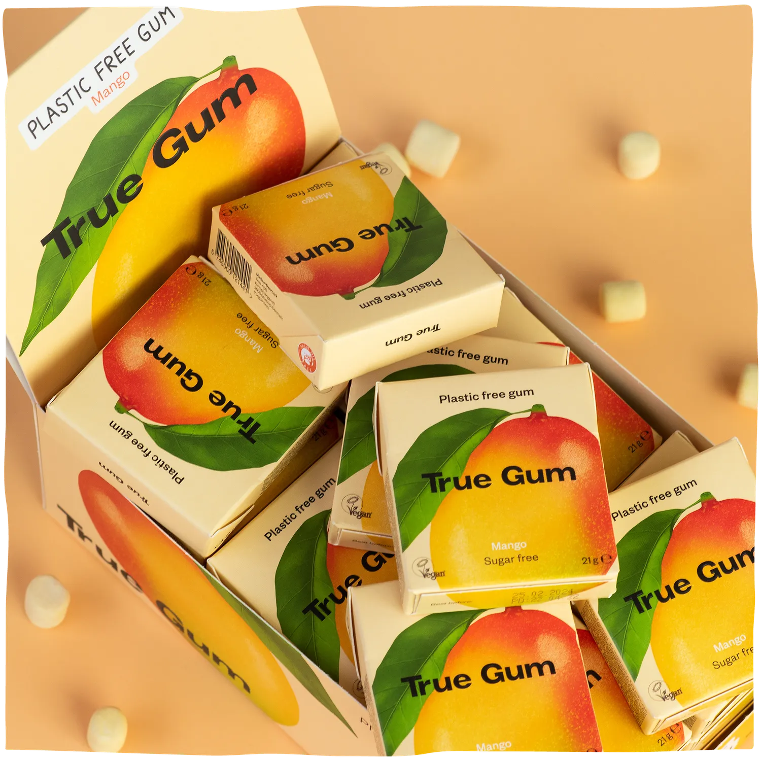 True Dates Mango Gum tyggegummi mango 24-pak sukkerfri