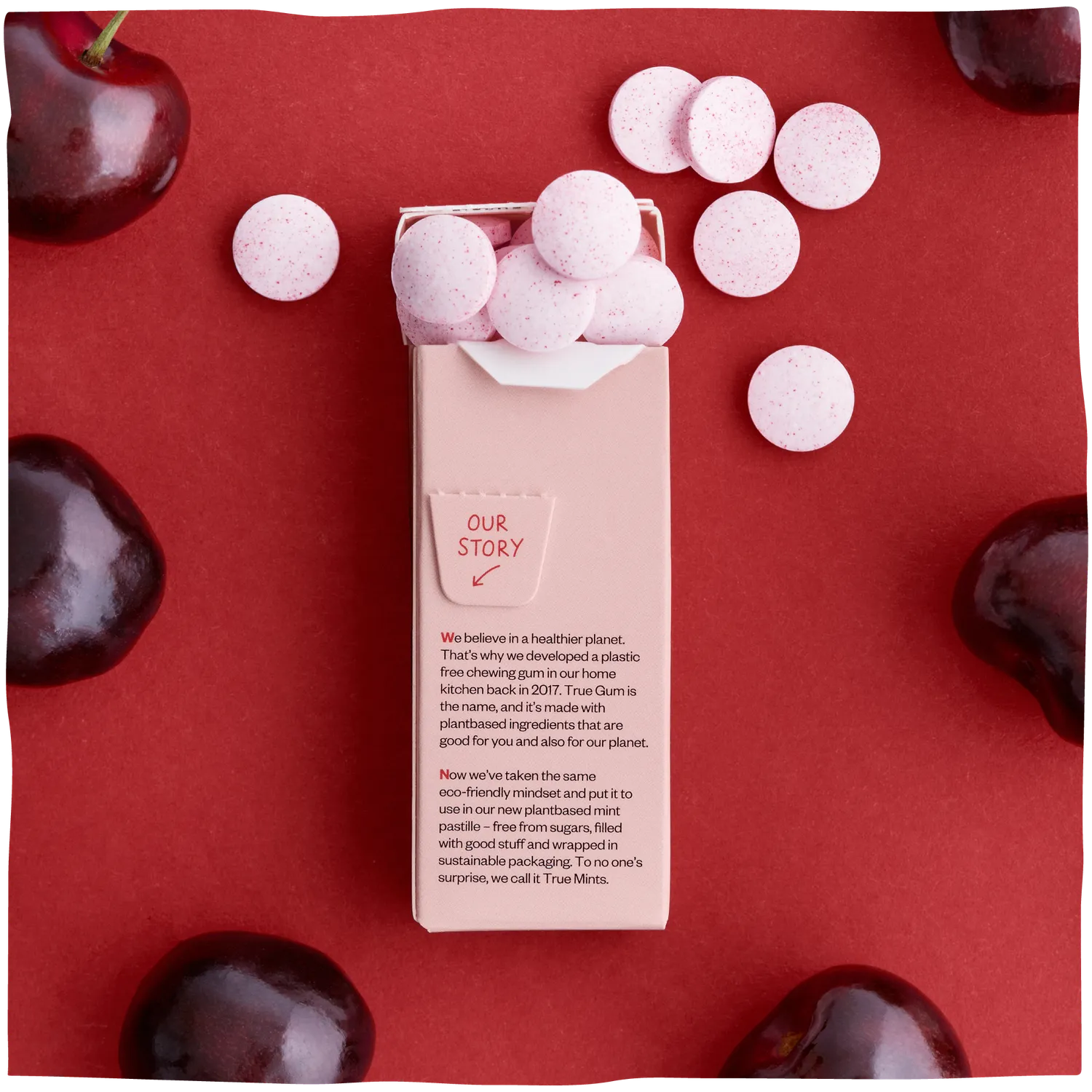 True Dates Cherry Mints pastiller kirsebær 18-pak sukkerfri