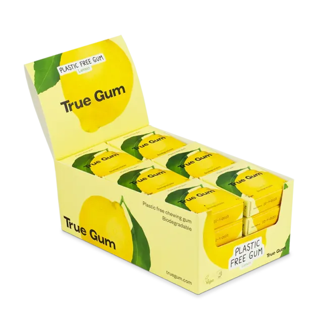 True Gum Lemon Box tyggegummi 24 pakker citron sukkerfri