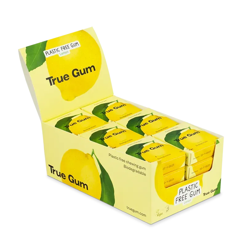 True Gum Lemon Box tyggegummi 24 pakker citron sukkerfri