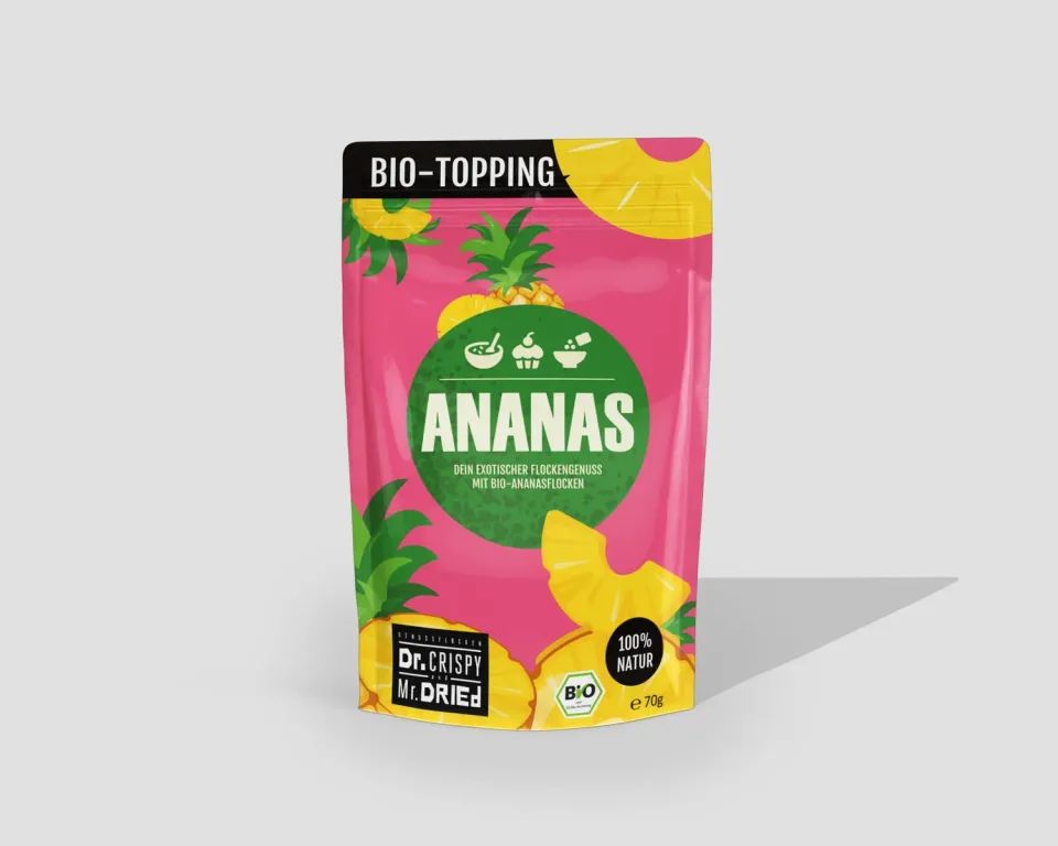 Dr. Crispy & Mr. Dried Genussflocken Bio Ananas frugtflager 100g syrlig