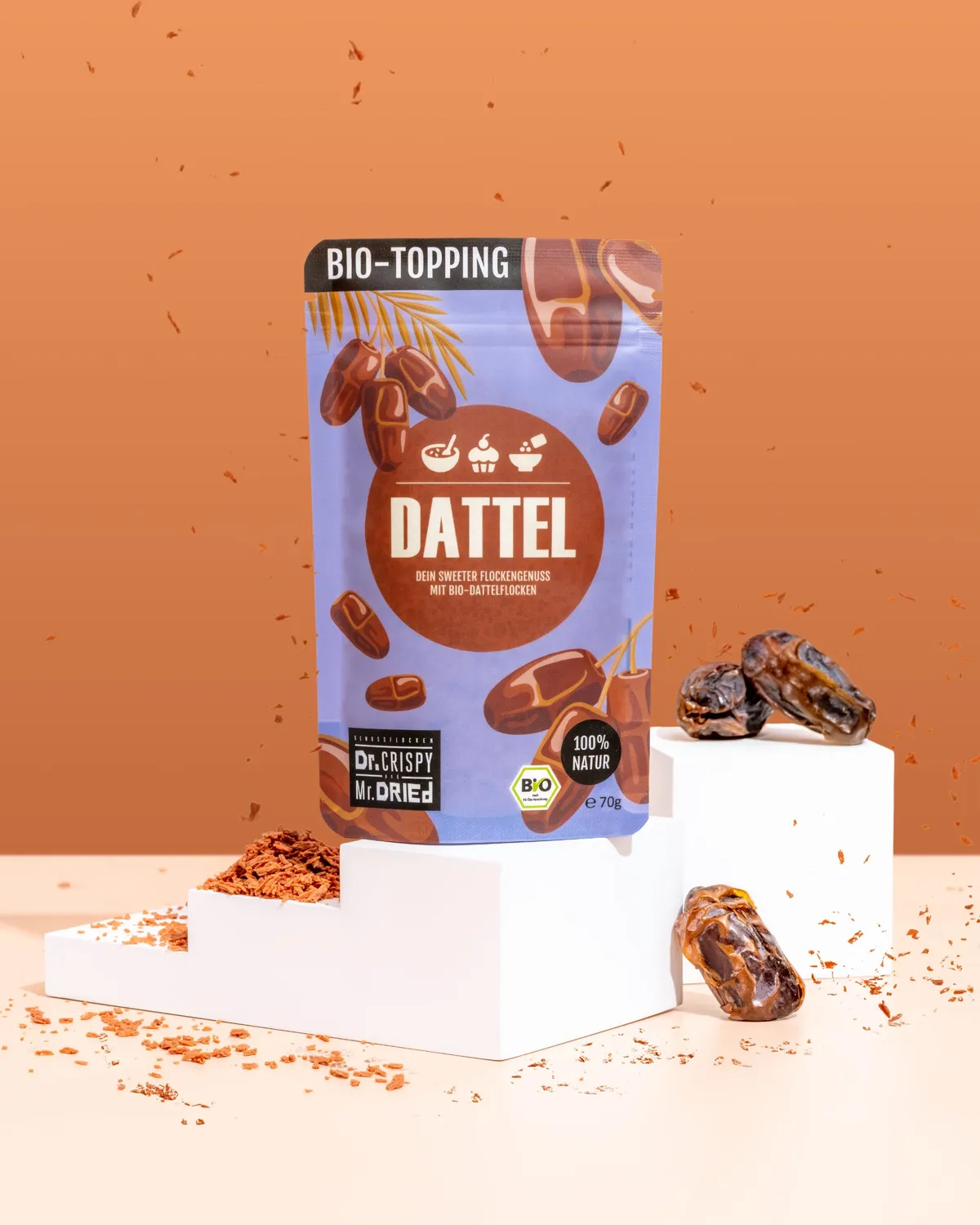 Dr. Crispy & Mr. Dried Genussflocken Bio Dattel dadelflager 70 g naturlig sødme