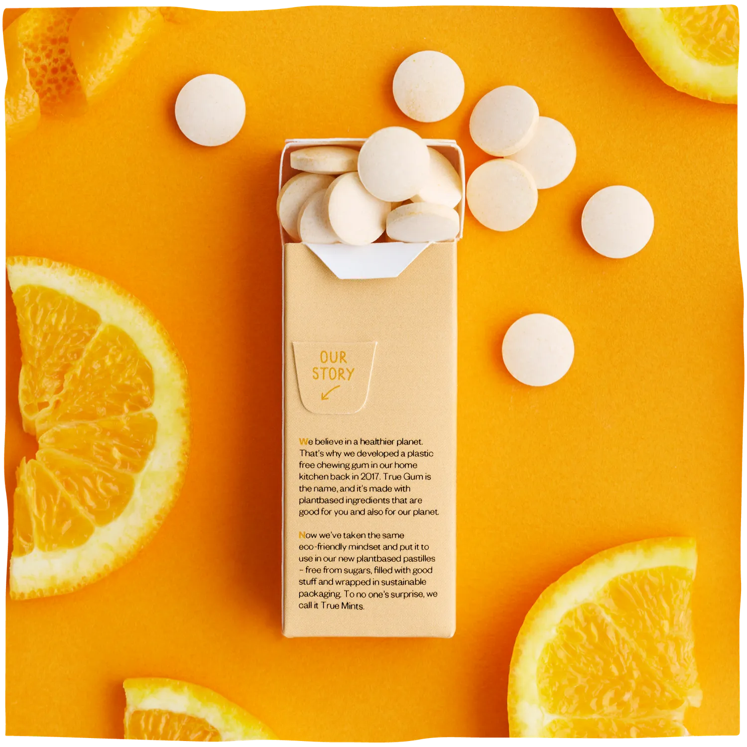 True Gum Orange Mints Box pastiller 18 pakker appelsin