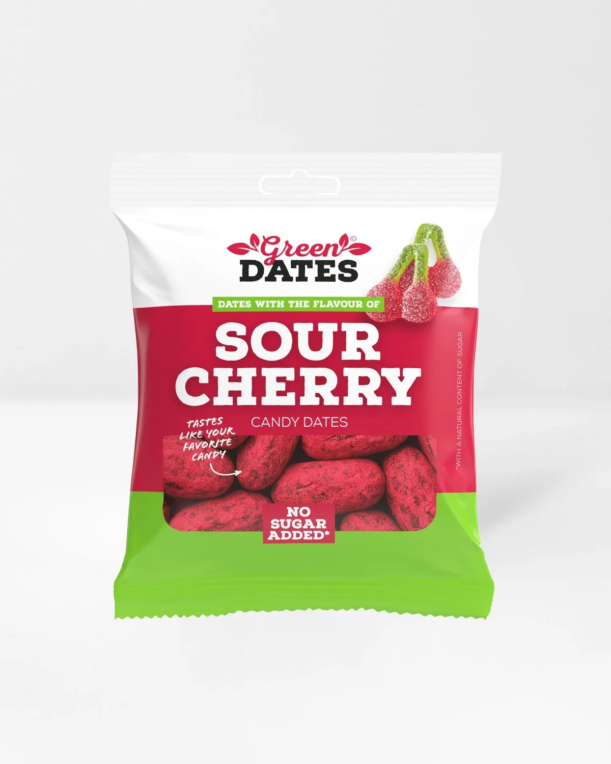 Green Dates Candy Dates Sour Cherry dadler 90 g uden tilsat sukker