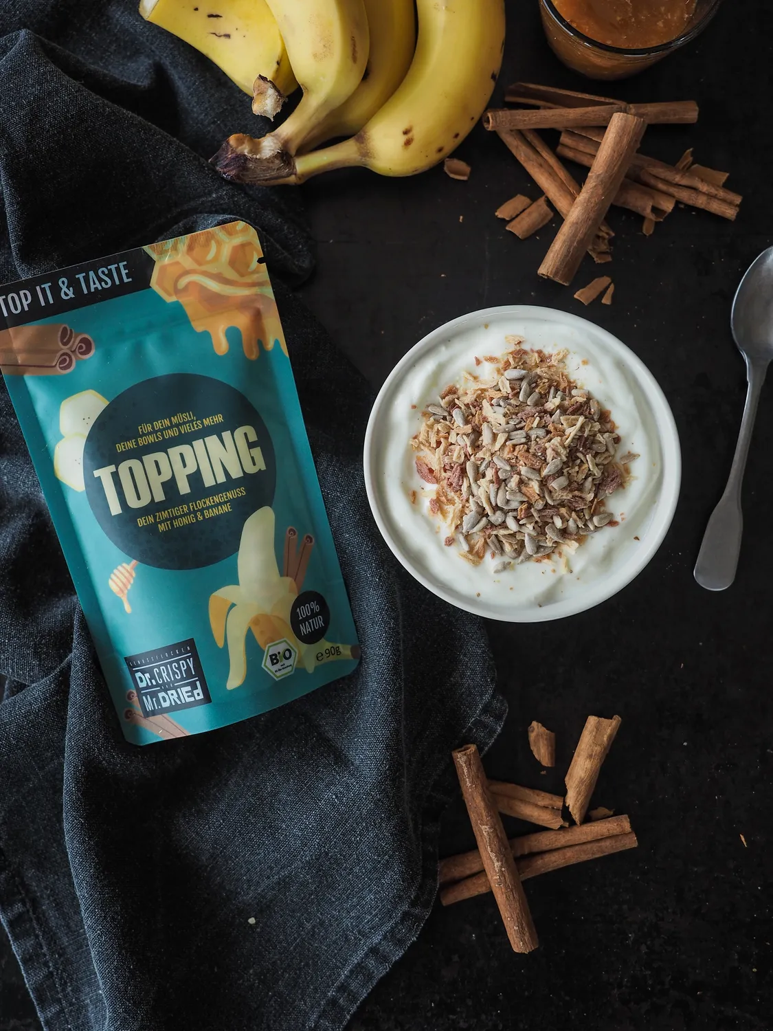 Dr. Crispy & Mr. Dried Bio Topping Cozy Blend topping 90 g banan honning kanel