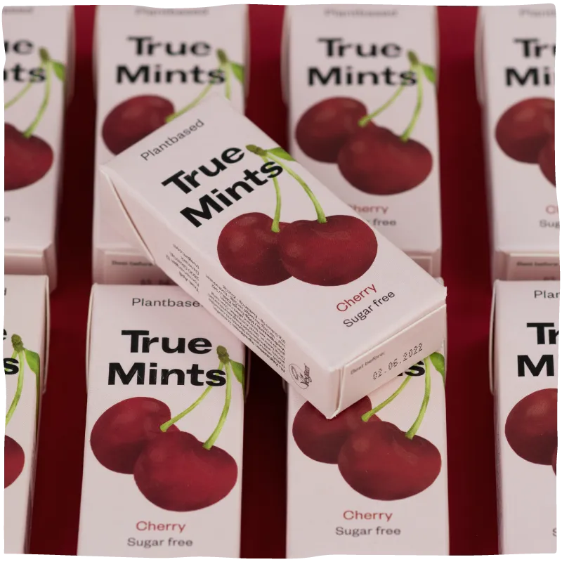 True Dates Cherry Mints pastiller kirsebær 18-pak sukkerfri