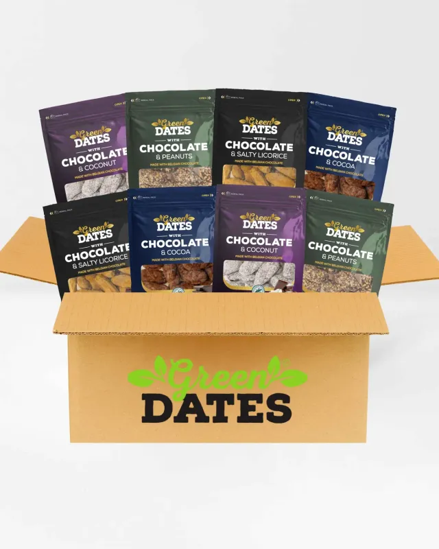 Green Dates chokolade dadelbox 12 poser