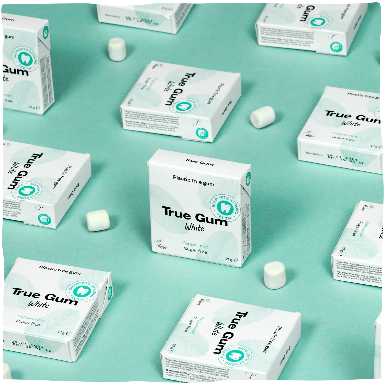 True Dates White Gum tyggegummi pebermynte 24-pak sukkerfri