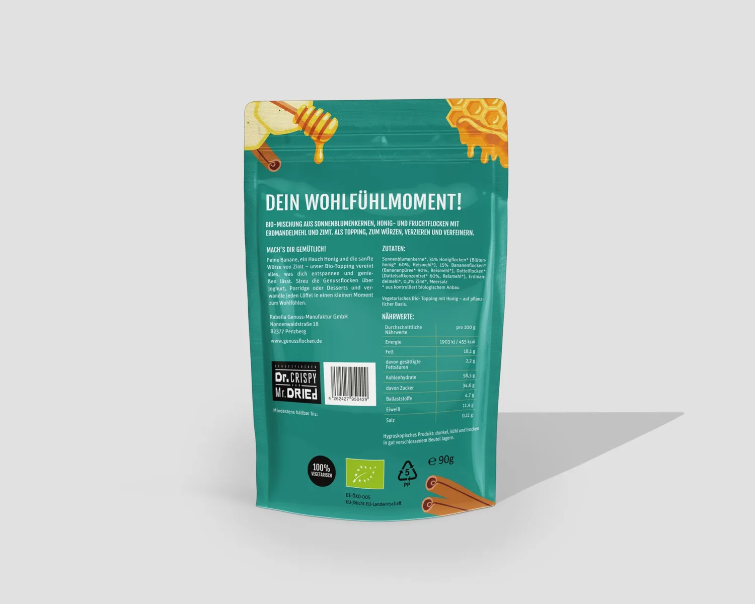 Dr. Crispy & Mr. Dried Bio Topping Cozy Blend topping 90 g banan honning kanel