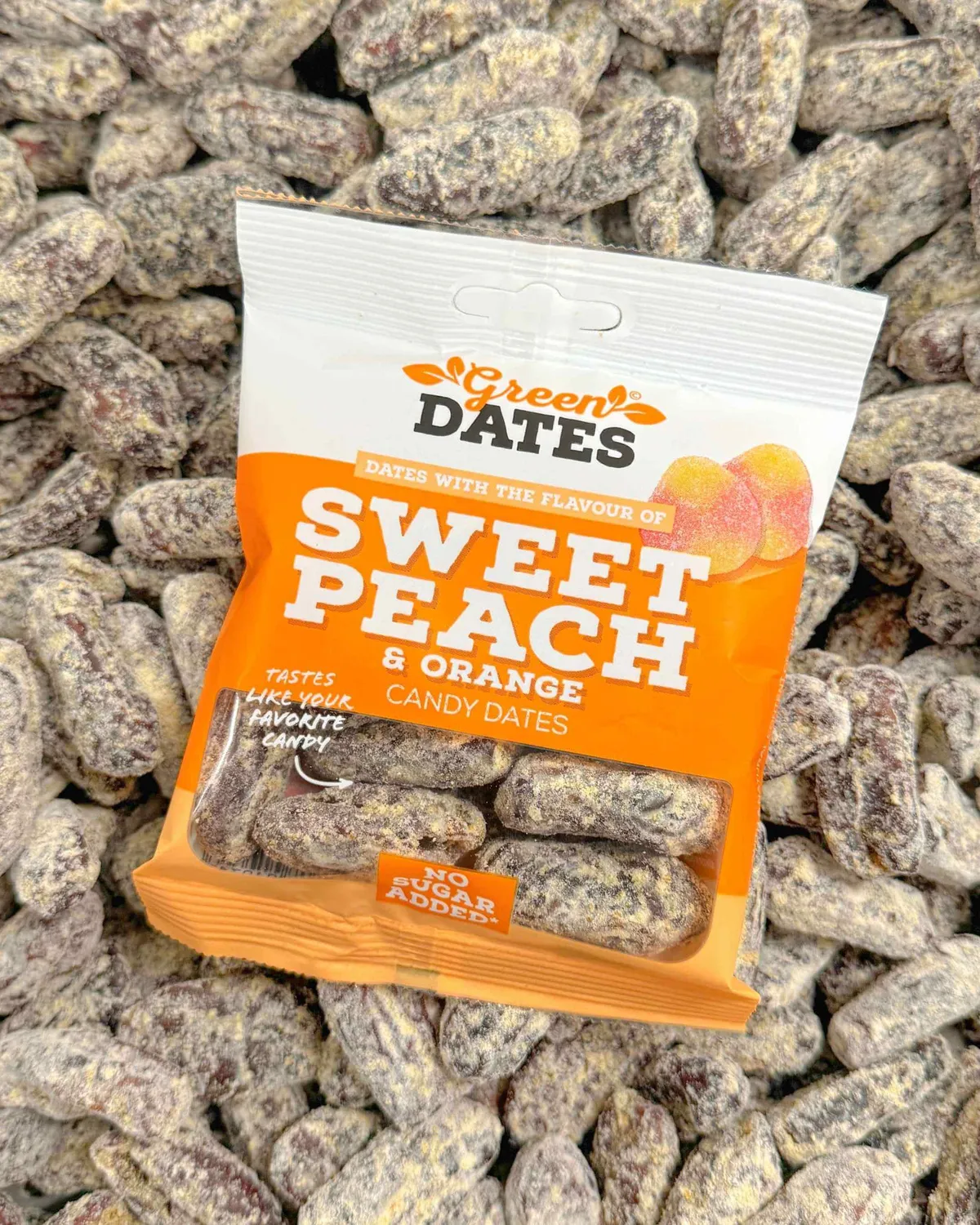 Green Dates Candy Dates Sweet Peach & Orange dadler 90 g veganske