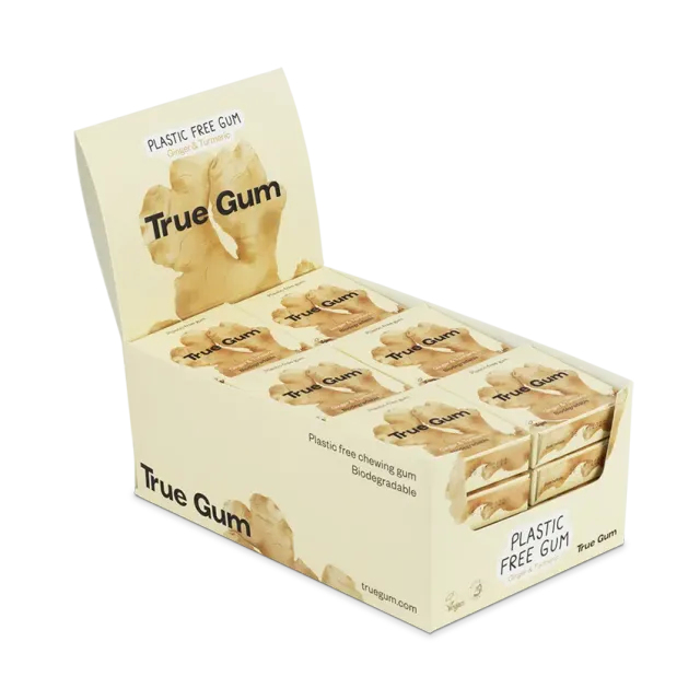 True Gum Ginger Turmeric tyggegummi 24 pak sukkerfri