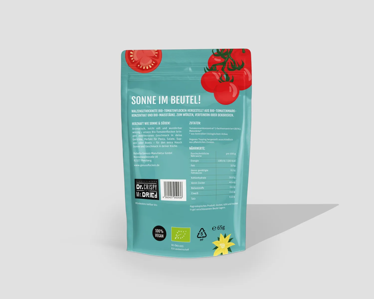 Dr. Crispy & Mr. Dried Genussflocken Bio Tomat grøntflager 100g umami