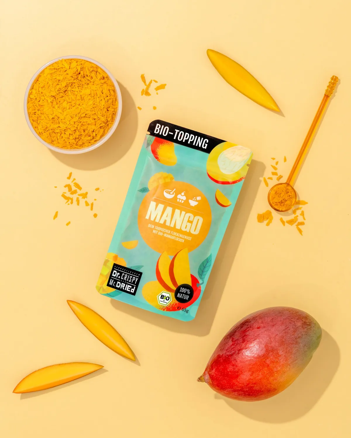 Dr. Crispy & Mr. Dried Genussflocken Bio Mango frugtflager 100g tropisk