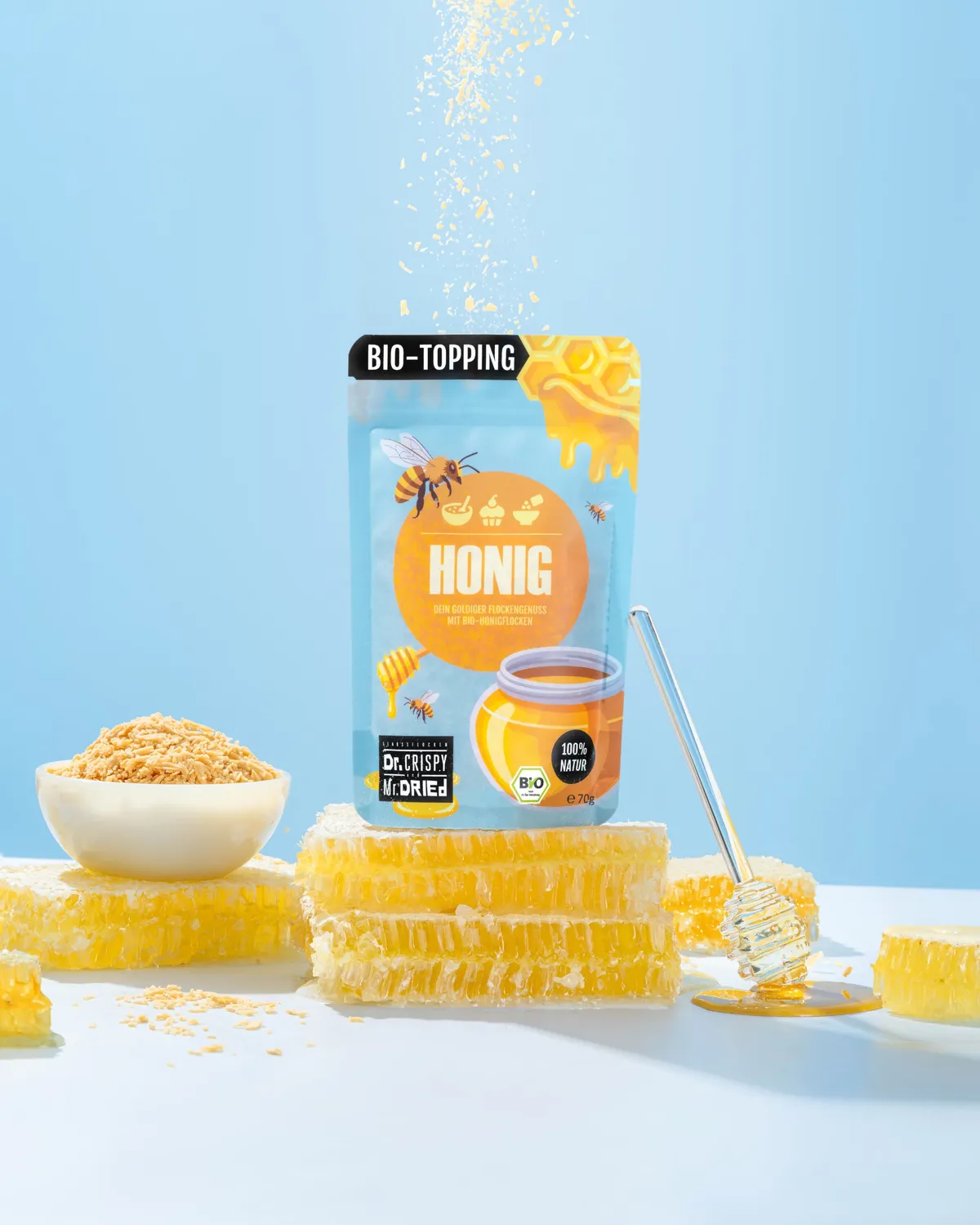 Dr. Crispy & Mr. Dried Genussflocken Bio Honning flager 100g mild sødme