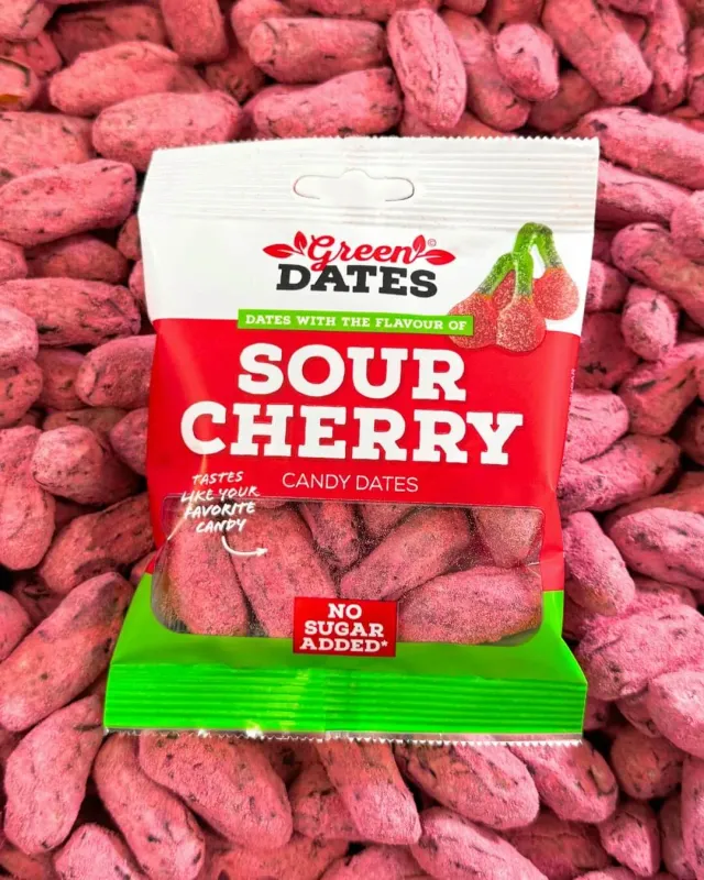 Green Dates Candy Dates Sour Cherry dadler 90 g uden tilsat sukker