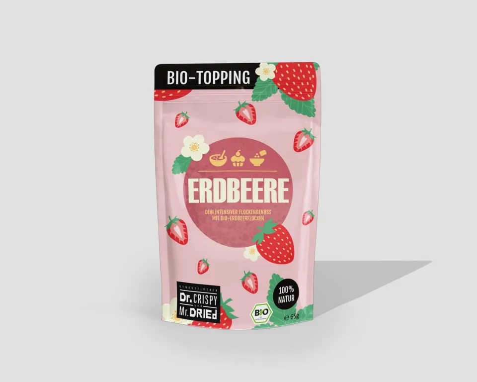 Dr. Crispy & Mr. Dried Genussflocken Bio Jordbær frugtflager 100g sød