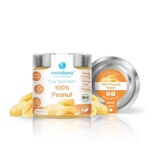 mondona Crunchy Roasted Peanut Cream peanutbutter økologisk