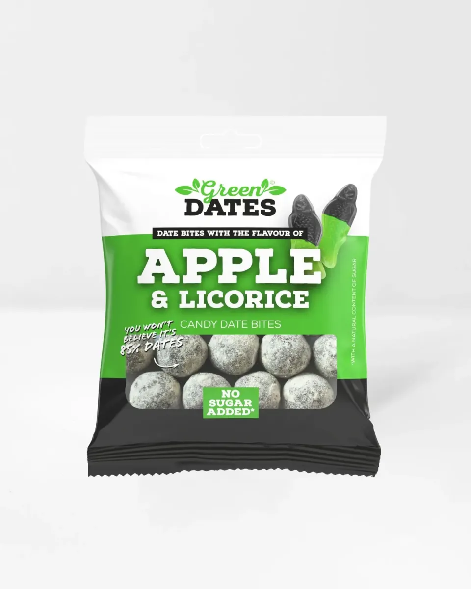 Green Dates Apple & Licorice Date Bites dadelkugler 70 g